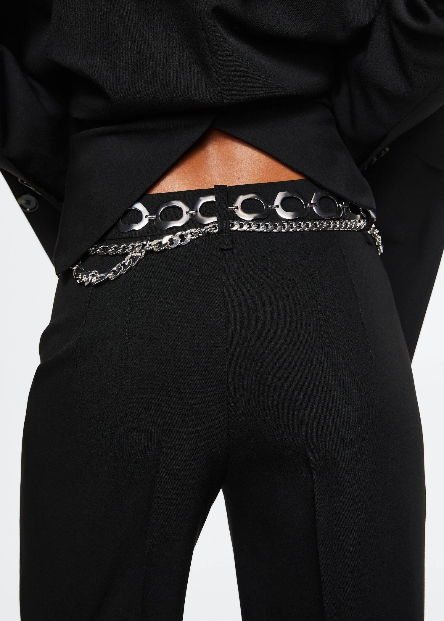 Black Straight Suit Trousers, , large image number 2