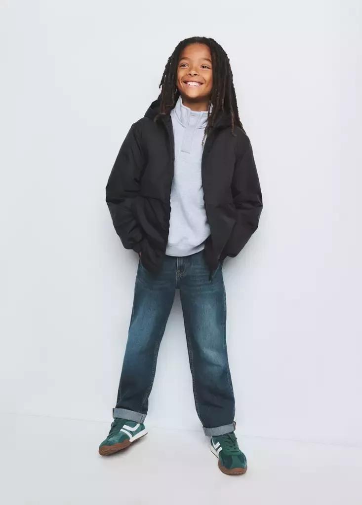 Black Hood Puffer Coat, Kids Boys, Black, medium