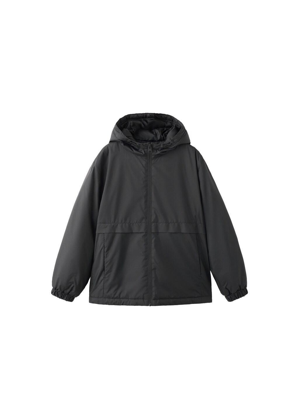 Black Hood Puffer Coat, Kids Boys, Black, large image number 5