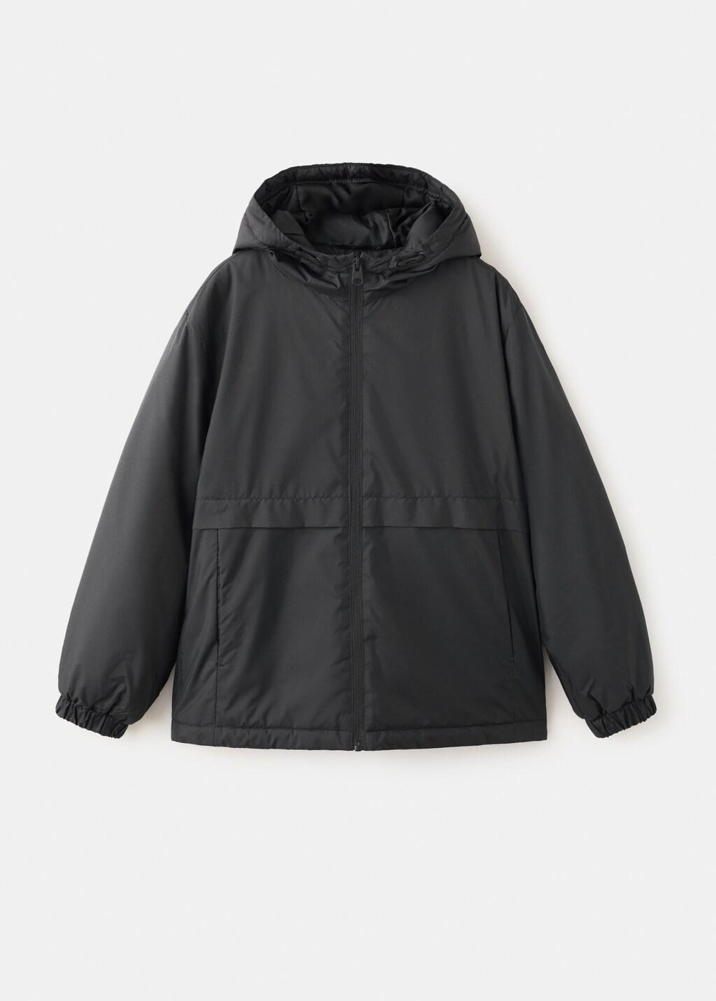 Black Hood Puffer Coat, Kids Boys, Black, large image number 6