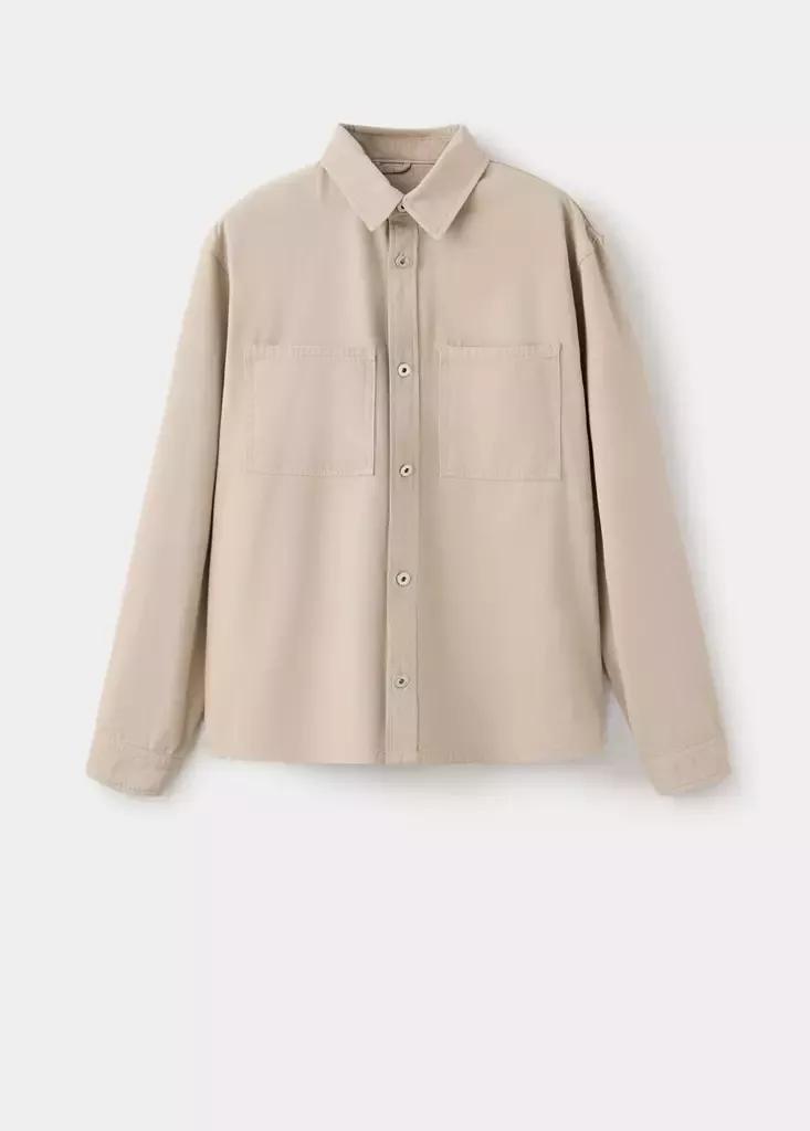 Beige Denim Overshirt Pockets, , large image number 5