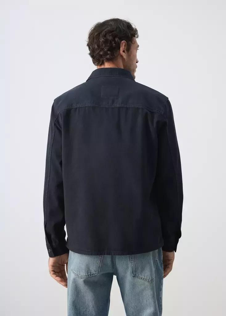 Navy Denim Overshirt Pockets, , medium