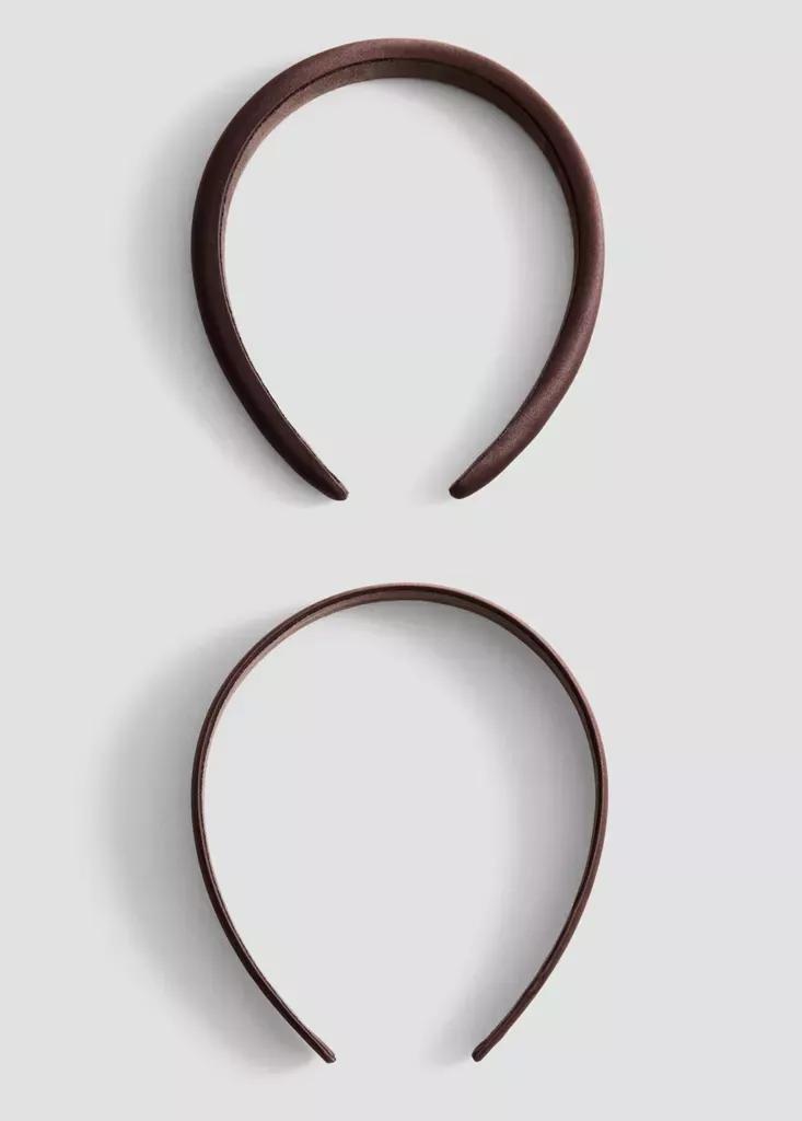 Black Satin Headbands, Set Of 2, Dark Brown, large image number 0