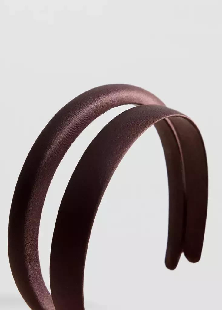 Black Satin Headbands, Set Of 2, Dark Brown, medium