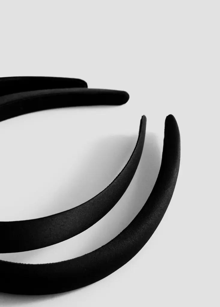 Black Satin Headbands, Set Of 2, , large image number 1