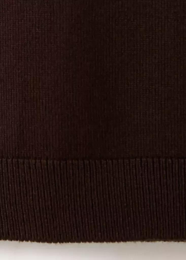 Brown V-Neck Knit Top, Dark Brown, large image number 6