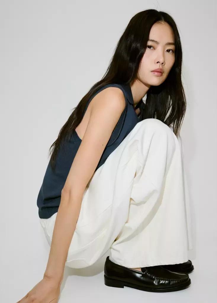 Grey V-Neck Knit Top, , large image number 3