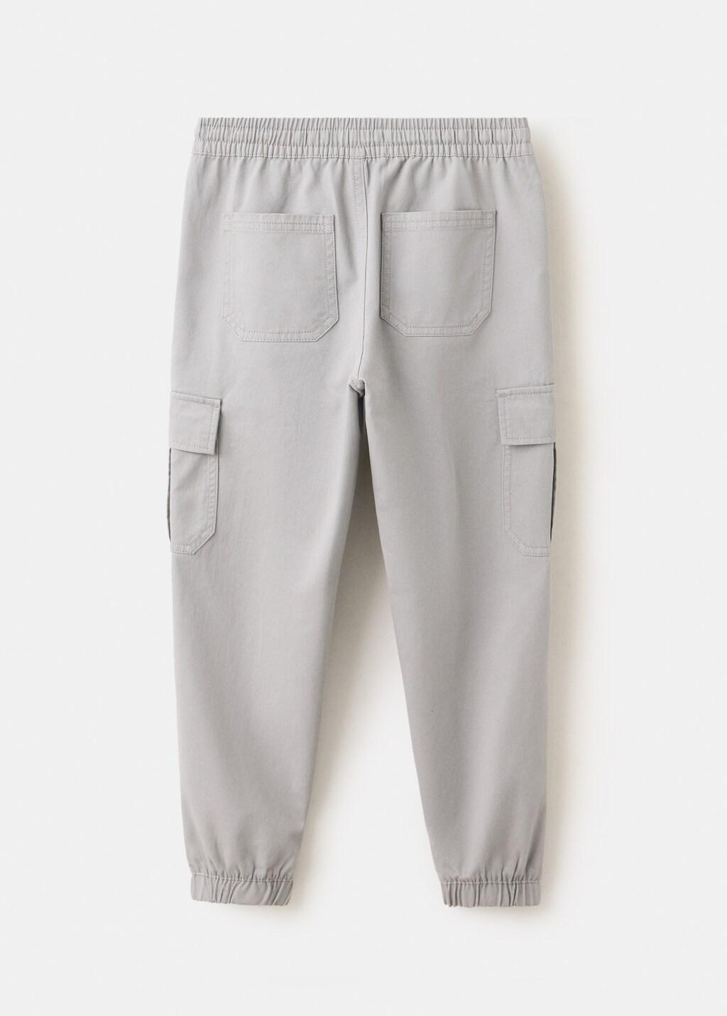Grey Cotton Cargo Pants, Kids Boys, Grey, medium