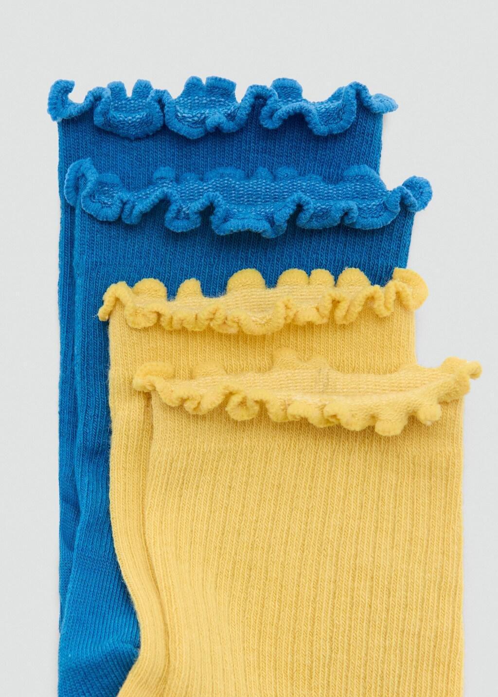 Yellow Cotton Socks, Set Of 2, Yellow, large image number 0
