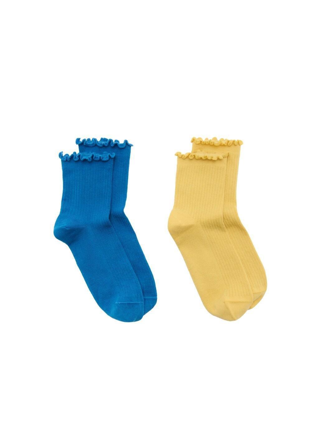 Yellow Cotton Socks, Set Of 2, Yellow, large image number 2