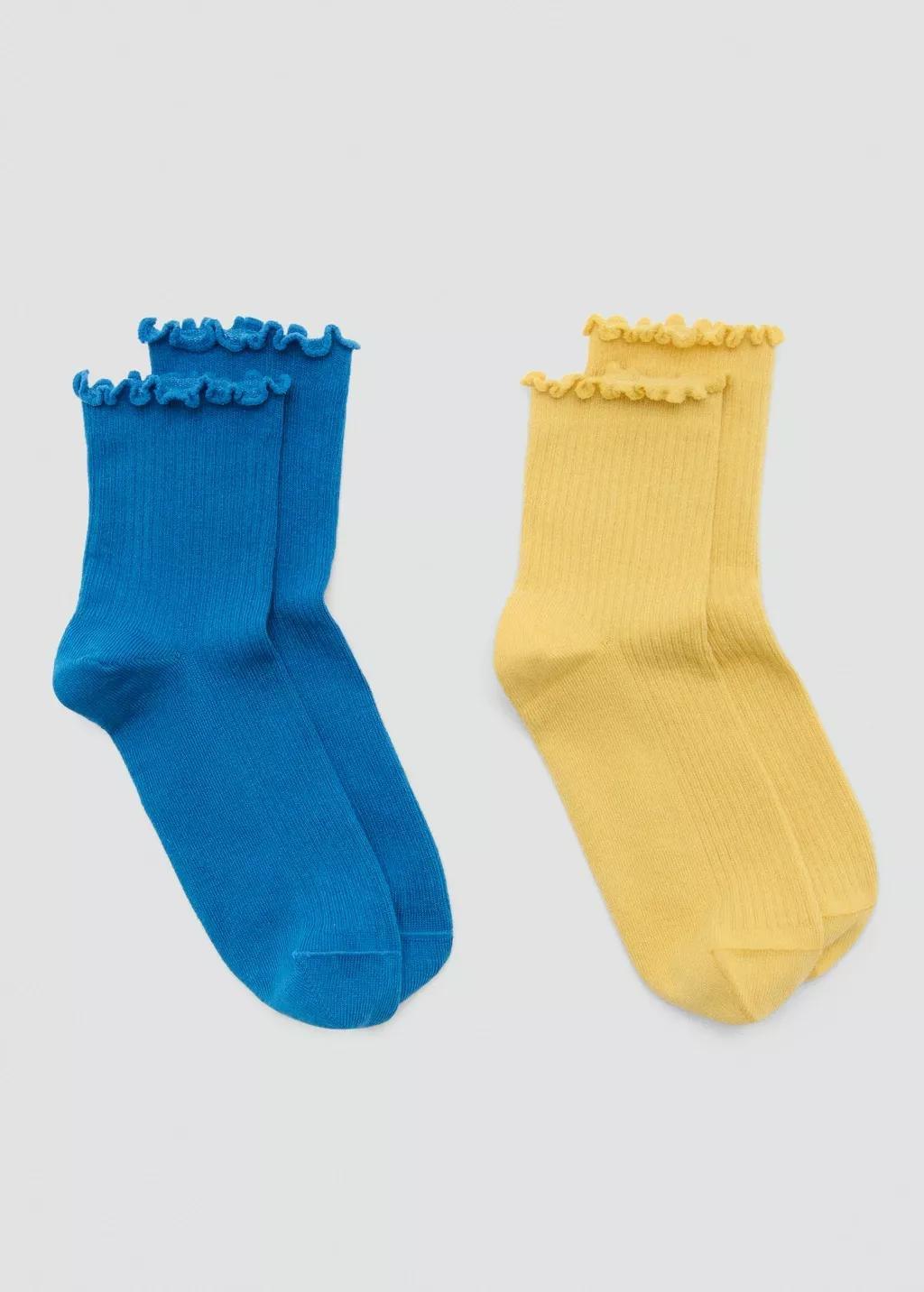 Yellow Cotton Socks, Set Of 2, Yellow, large image number 3