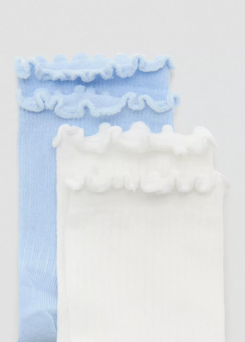 Blue Lt Pastel Cotton Socks, Set Of 2, Light-Pastel Blue, medium