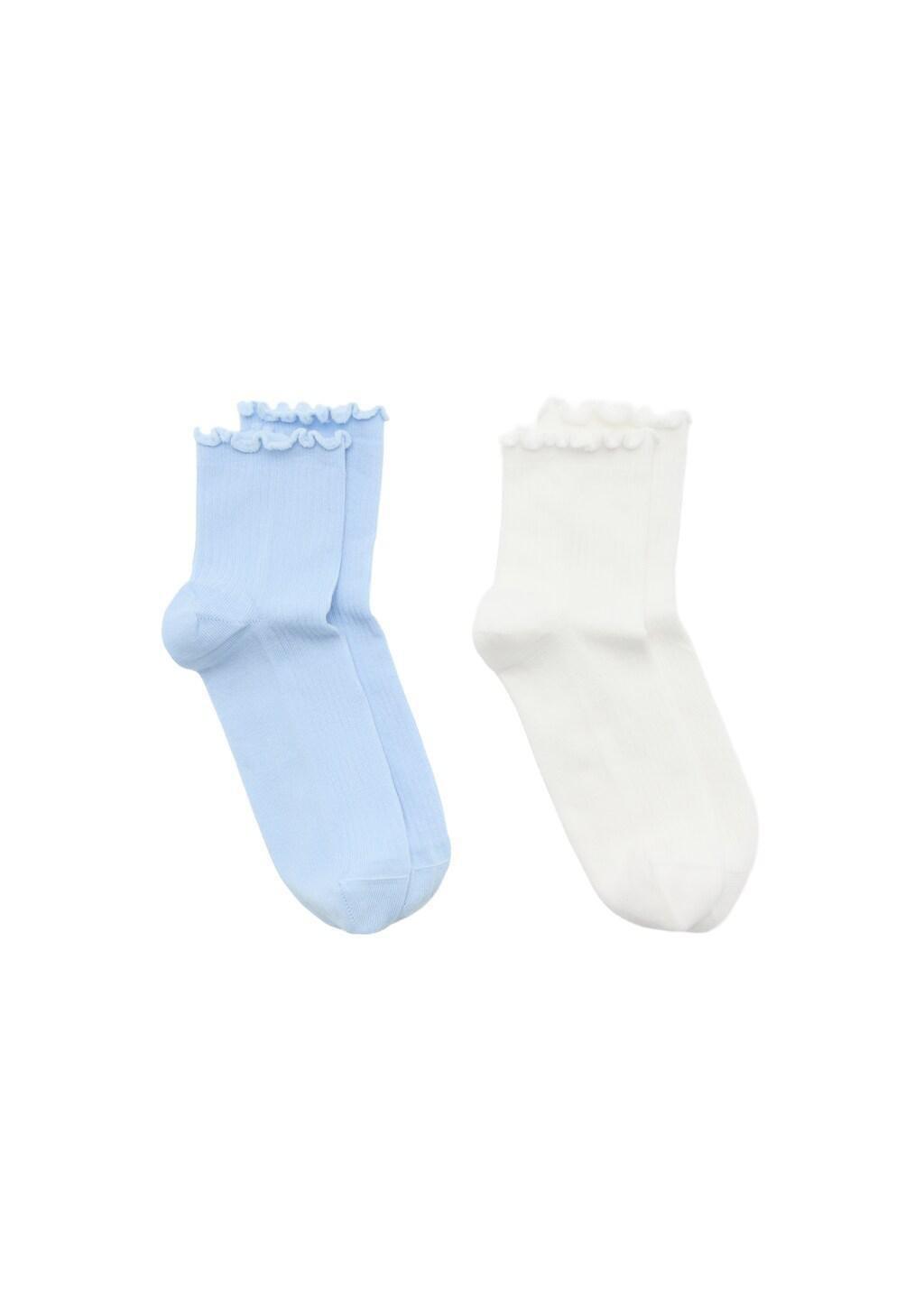 Blue Lt Pastel Cotton Socks, Set Of 2, Light-Pastel Blue, medium