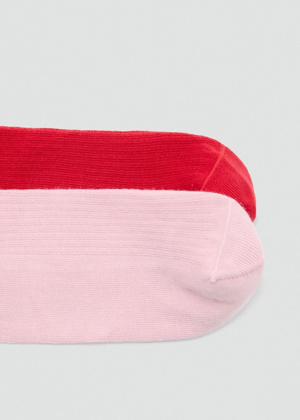 Pink  Cotton Socks, Set of 2, Light-Pastel Pink, medium
