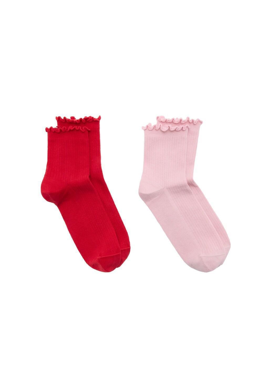 Pink  Cotton Socks, Set of 2, Light-Pastel Pink, medium