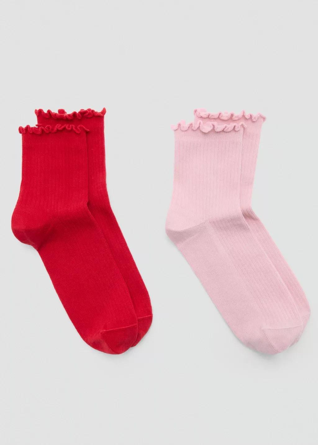 Pink  Cotton Socks, Set of 2, Light-Pastel Pink, large image number 3