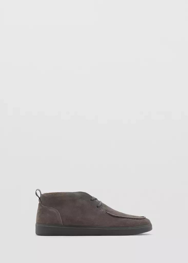 Grey Suede Leather Ankle Boots, , medium