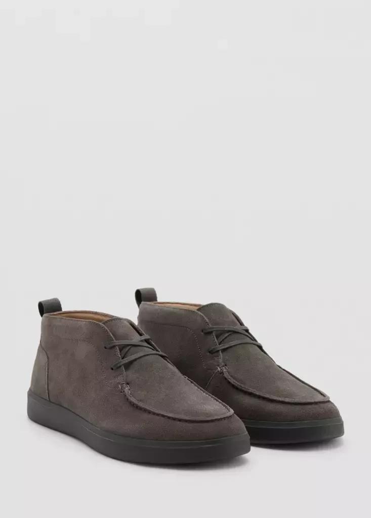 Grey Suede Leather Ankle Boots, , medium