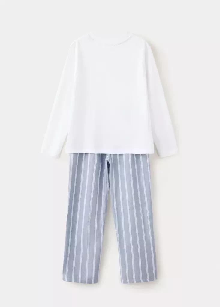 White Striped Pyjama Set, Kids Boys, White, large image number 1