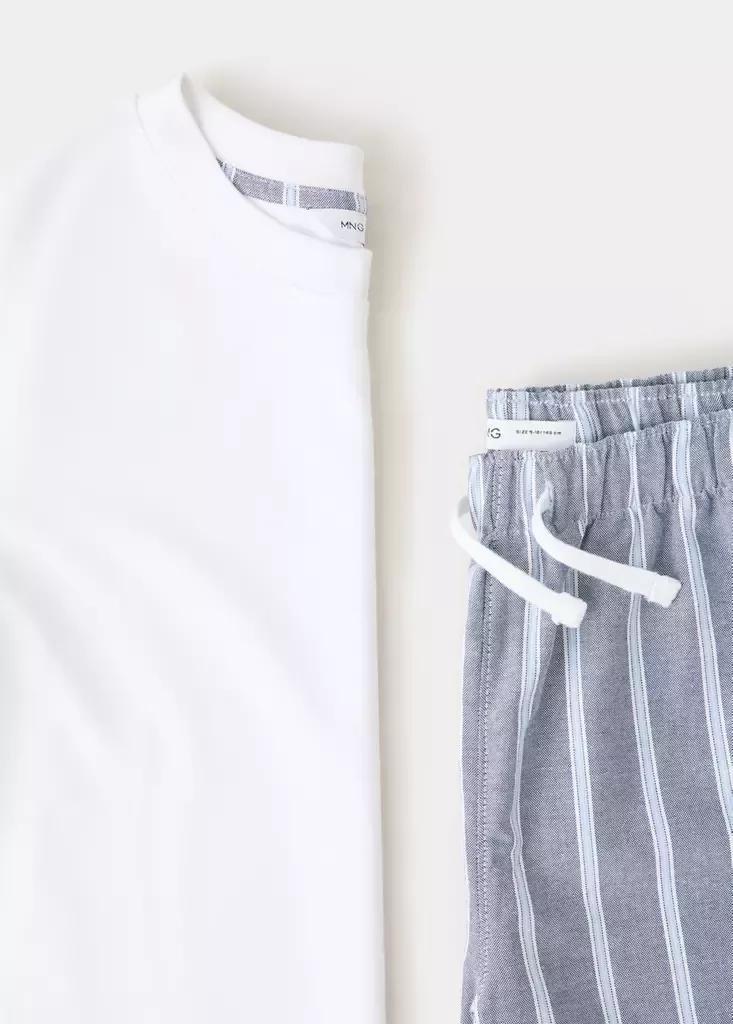 White Striped Pyjama Set, Kids Boys, White, large image number 3