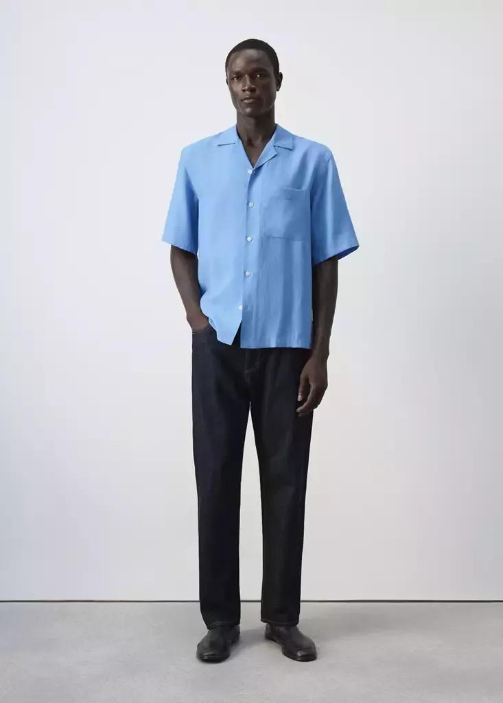 Blue Modal Blend Shirt With Pocket, Medium Blue, medium