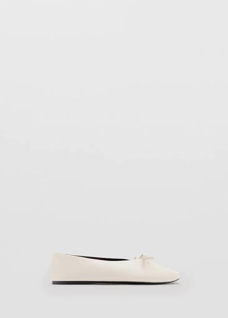 Cream Ballet Pump With Bow Detail, , large image number 0