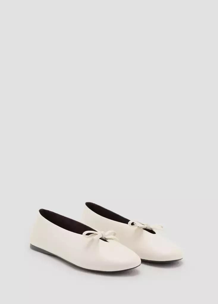 Cream Ballet Pump With Bow Detail, , medium