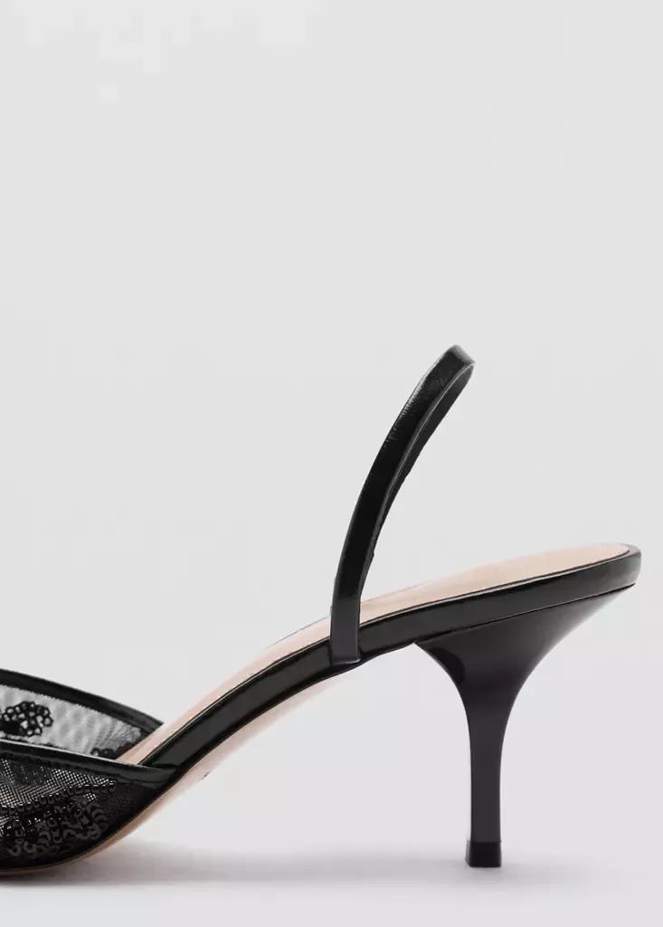 Black Kitten-Heel Shoes Embroidered With Sequins, , large image number 2