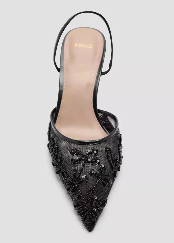 Black Kitten-Heel Shoes Embroidered With Sequins, , large image number 4