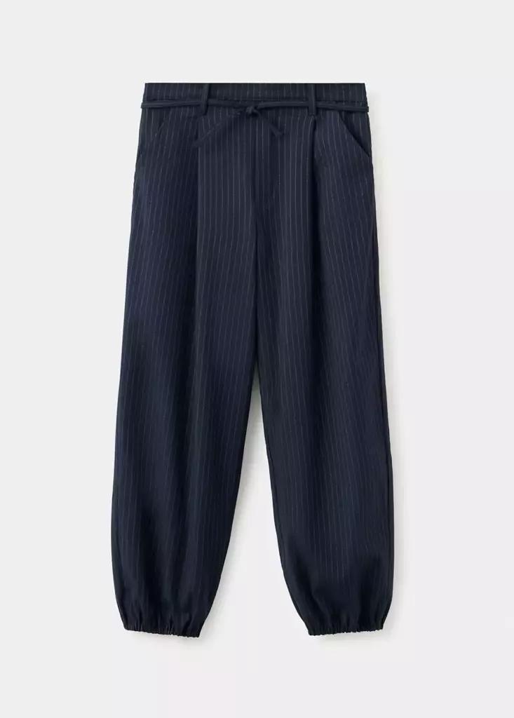Navy Pinstripe Harem Trousers With Lurex, , large image number 1