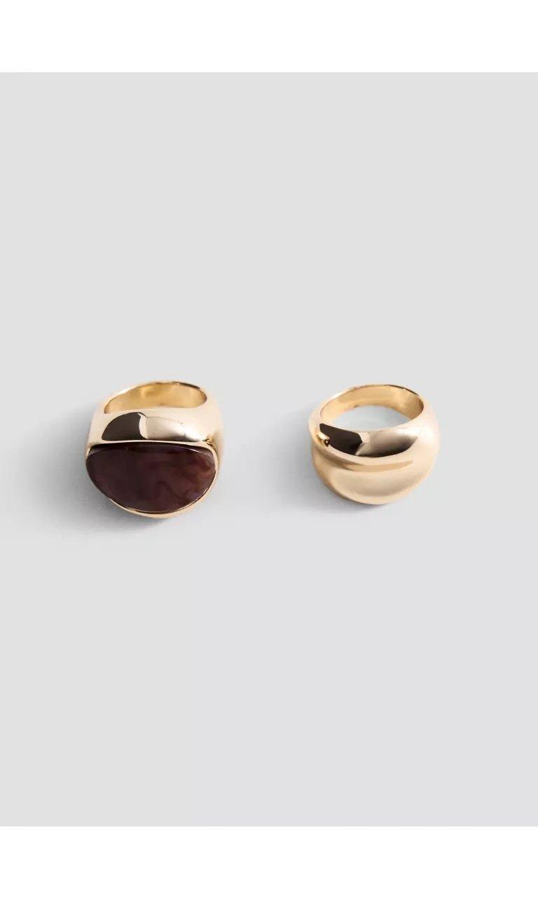 GOLD 2-pack combined rings, Gold, medium