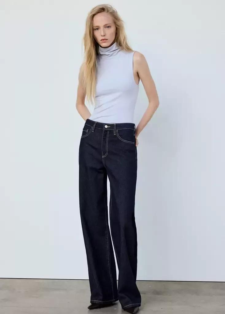 Blue Sleeveless Turtleneck Top, , medium