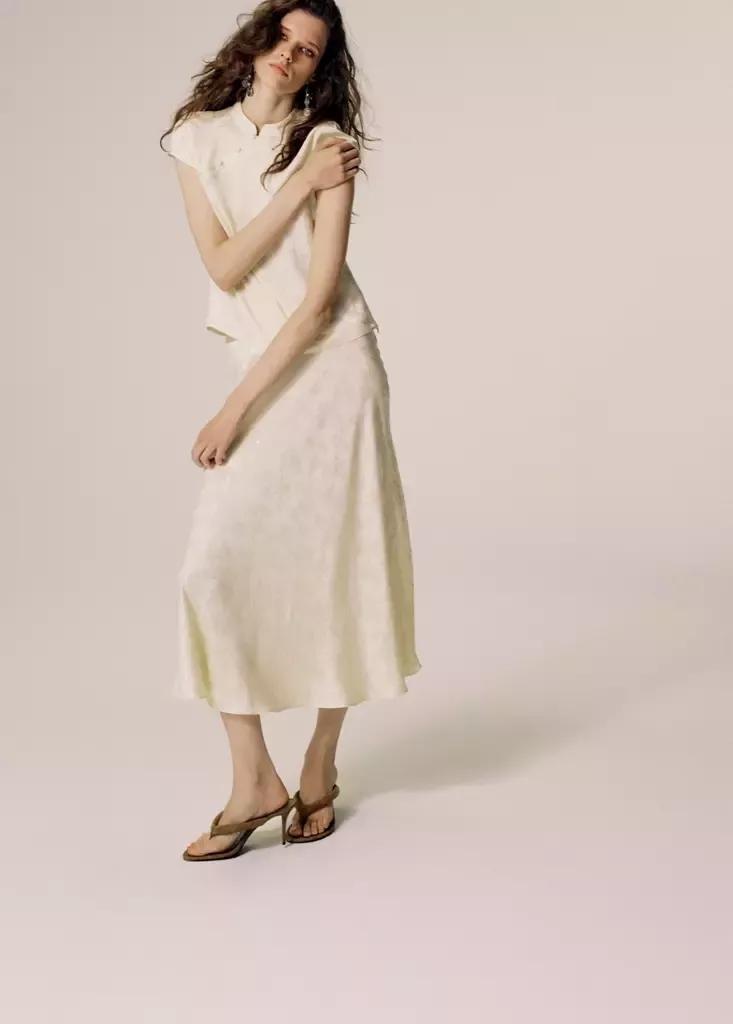 Beige Jacquard Top With Strap Neck, , large image number 3