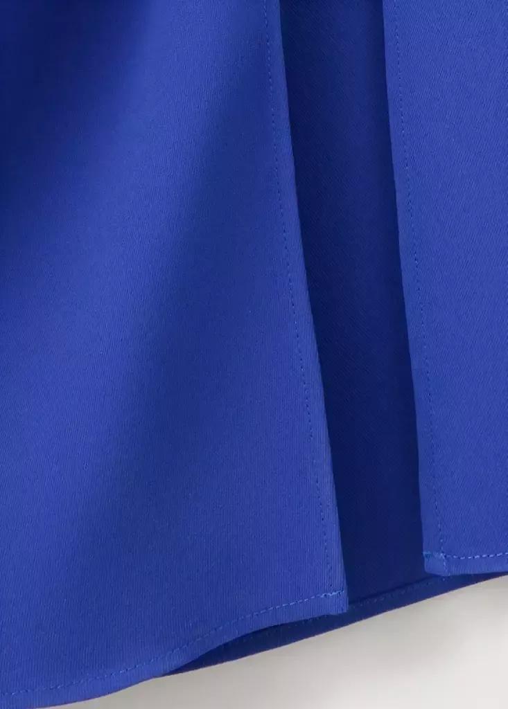 Blue Asymmetric Side Ruched Dress, , large image number 5