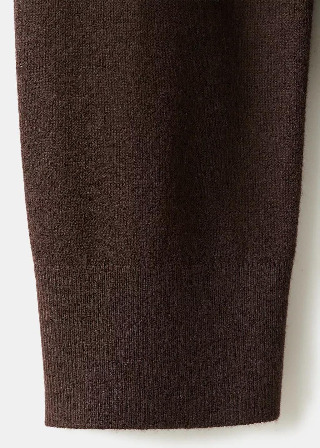 Brown V-Neck Knit Sweater, Dark Brown, large image number 5