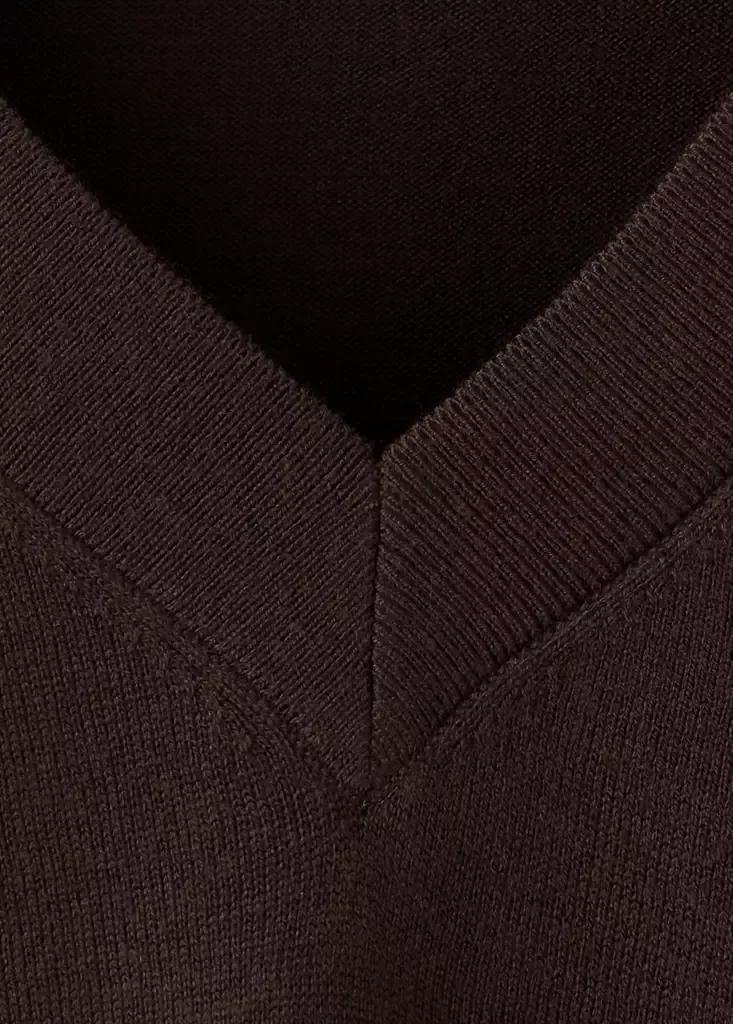 Brown V-Neck Knit Sweater, Dark Brown, large image number 10