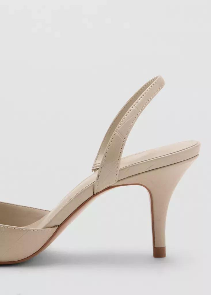 Beige Croc-Effect Pointed Heels, , large image number 2