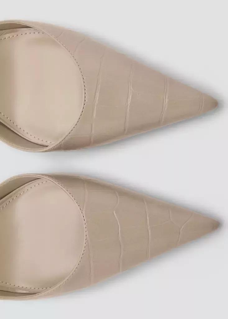 Beige Croc-Effect Pointed Heels, , large image number 3