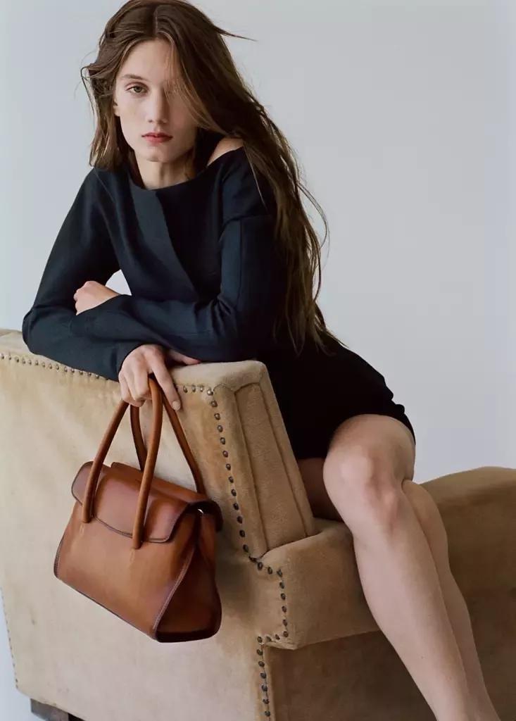 Brown Leather Flap Bag, Medium Brown, medium