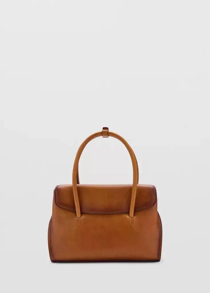 Brown Leather Flap Bag, Medium Brown, medium