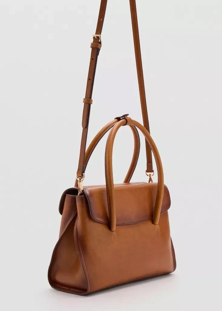 Brown Leather Flap Bag, Medium Brown, large image number 3