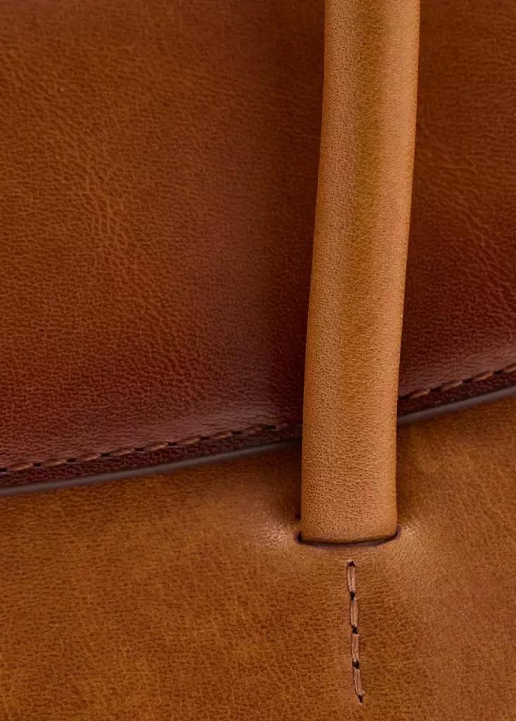Brown Leather Flap Bag, Medium Brown, large image number 4