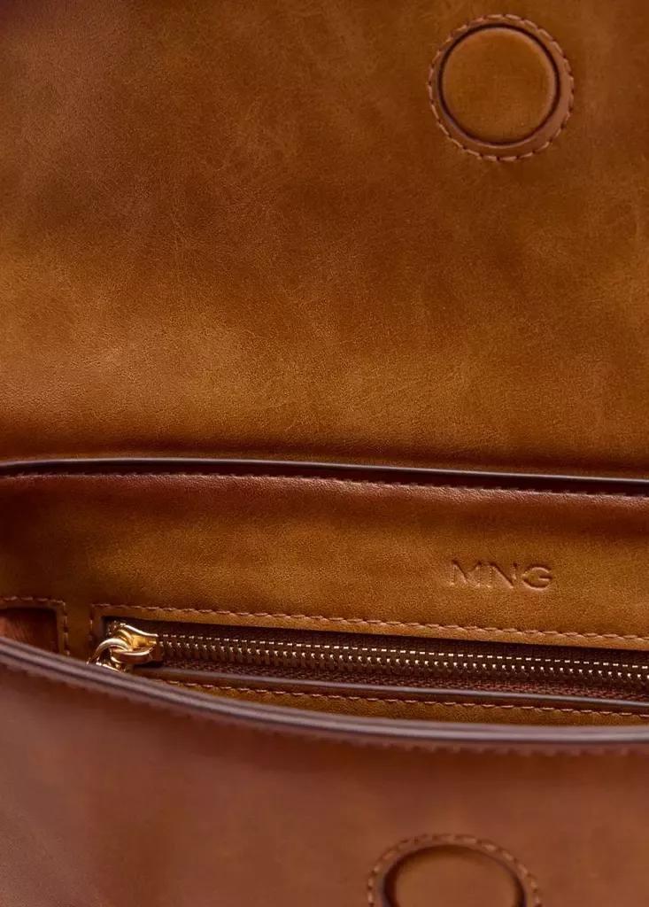 Brown Leather Flap Bag, Medium Brown, large image number 6