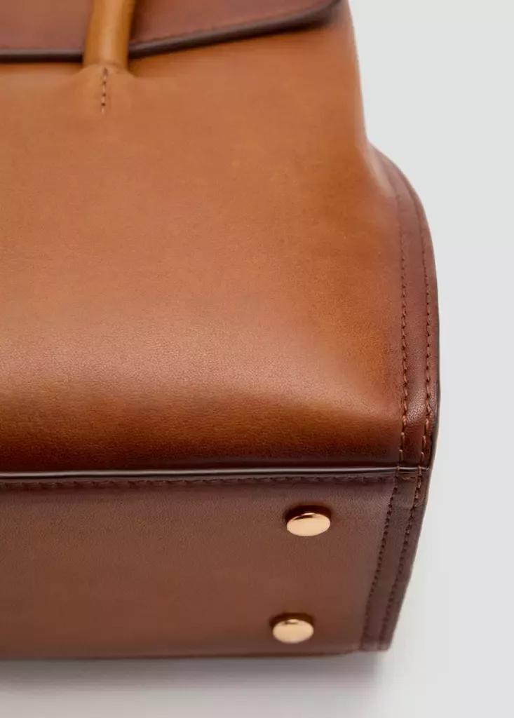 Brown Leather Flap Bag, Medium Brown, large image number 7
