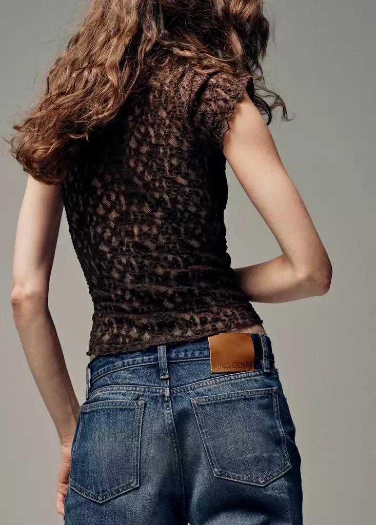 Brown Lace T-Shirt, Brown, large image number 2