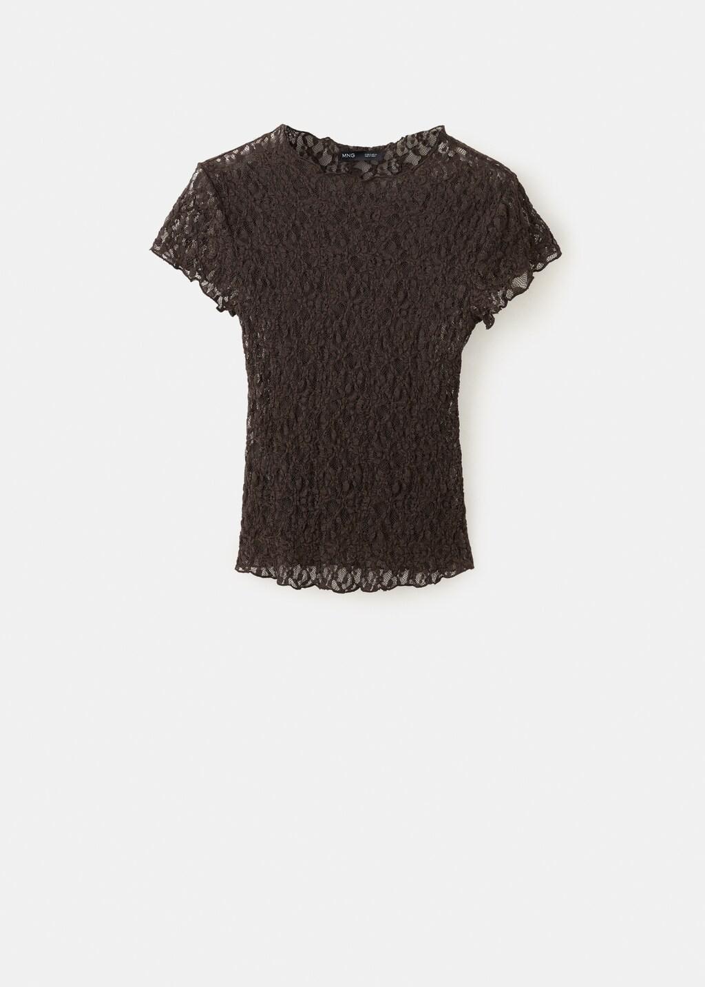 Brown Lace T-Shirt, Brown, medium