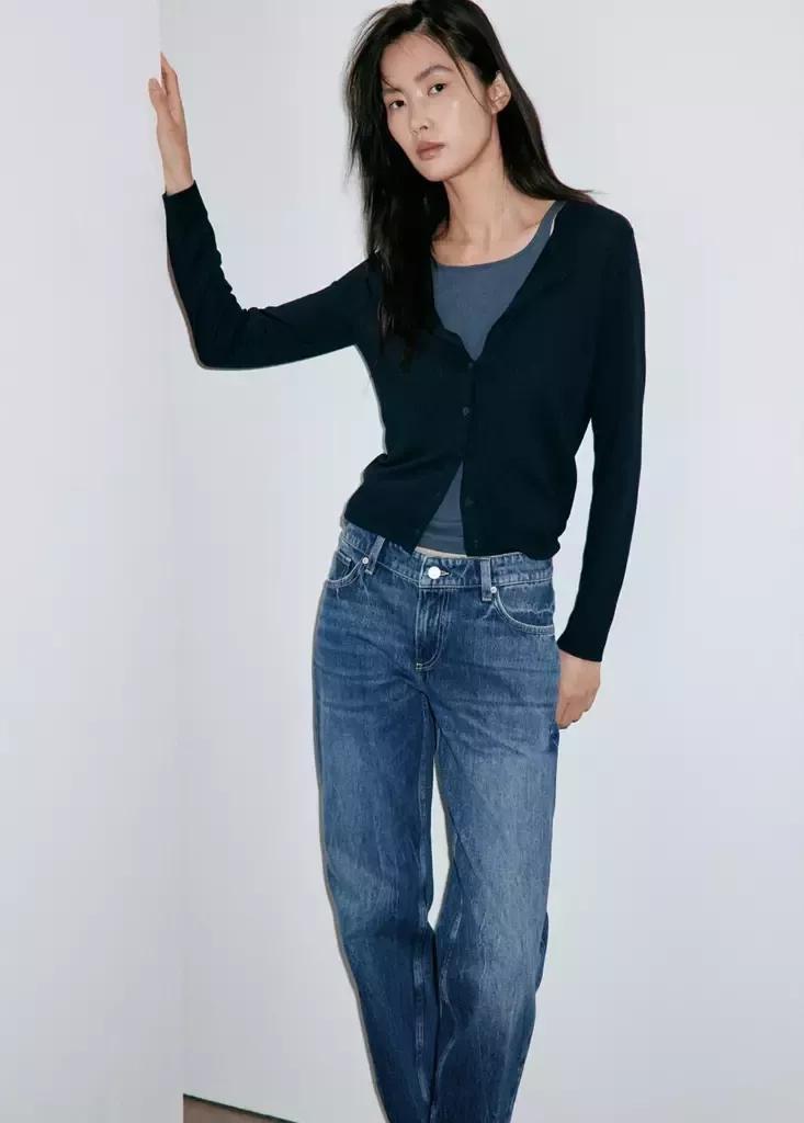 Blue Low-Rise Slim Jeans, , large image number 3