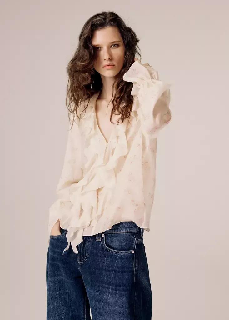 Blue Low-Rise Balloon Jeans, , large image number 1