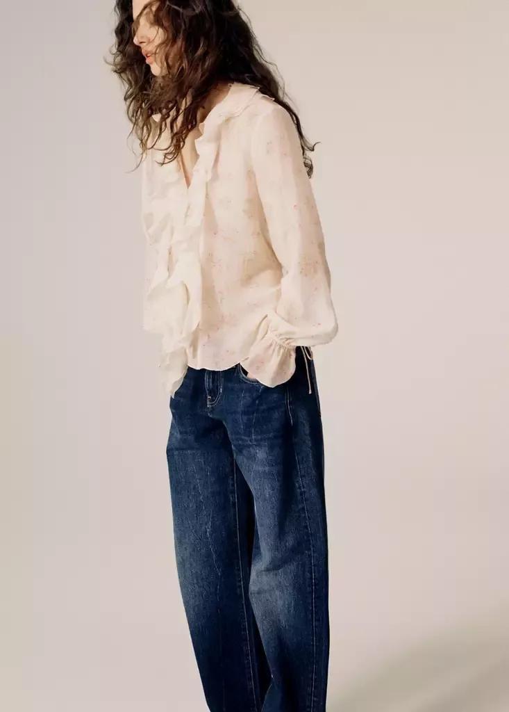 Blue Low-Rise Balloon Jeans, , large image number 3