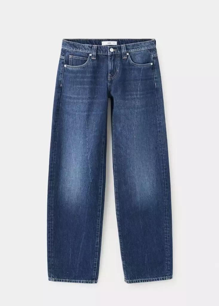 Blue Low-Rise Balloon Jeans, , large image number 4
